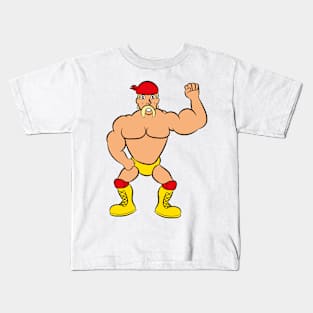 cartoon 80's 90's wrestler tanned muscles Kids T-Shirt